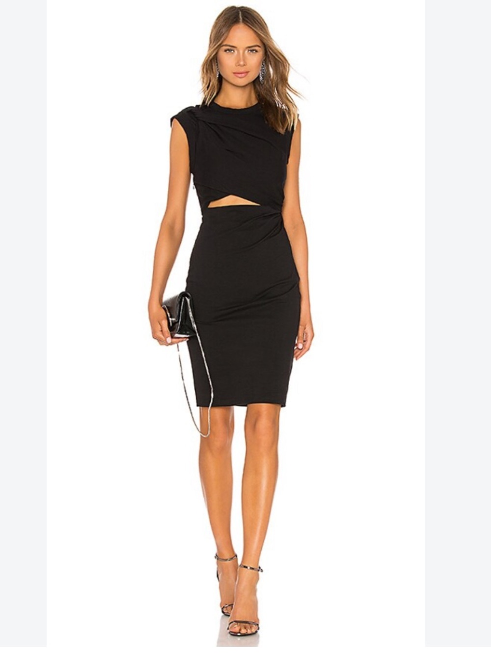 BLUE BLUSH Twist Front Cut Out Dress in Black